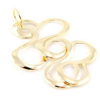 [H2596] - Gold Plated Pendant 'Choreography' Golden - 50x35 Mm