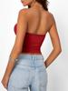 Damen Bandeau gerafftes Crop-Top - Lässig, Vielseitig, Eng anliegend