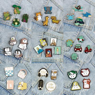 4-5PCS/Set Cartoon Cute Animals Brooch Cats Bear Frog Fish Lapel Pins Funny Custom Enamel Badge Bag Kids Jewelry Gifts Wholesale