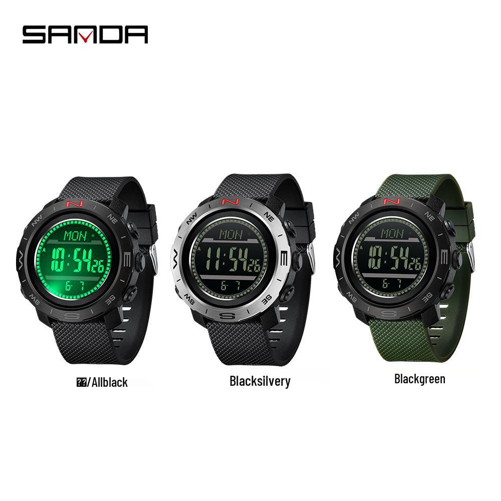 Sanda Multifunctional Sports Watch: Air Pressure, Temperature, Altitude, Weather Forecast, Compass, Pedometer, Luminous Display.