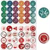 1-24 Kerst Adventskalender Nummer Papier Stickers DIY Cadeaus Bakpakket Envelop Kantoorbenodigdheden Kerstfeest Verzegelingslabel Stickers