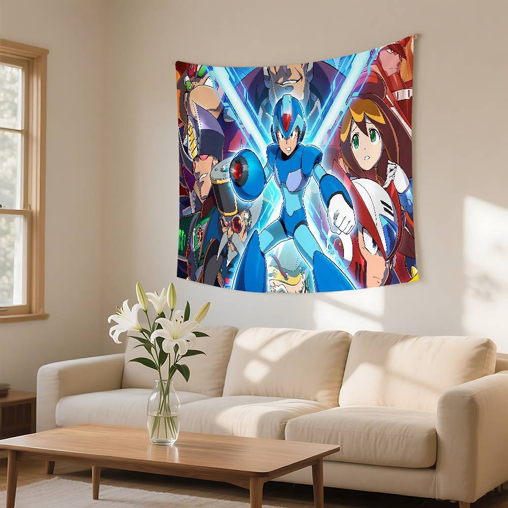 MMega Man Game Fashion Tapestry Wall Hanging Tapestry Art Deco Blanket Curtain Hanging At Home Bedroom Living Room Decor