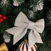 Christmas Decoration Bow Glitter Large Bow Ornament Xmas Tree Festive Holiday Hanging Decor Sparkling Gift Accessory Ornaments