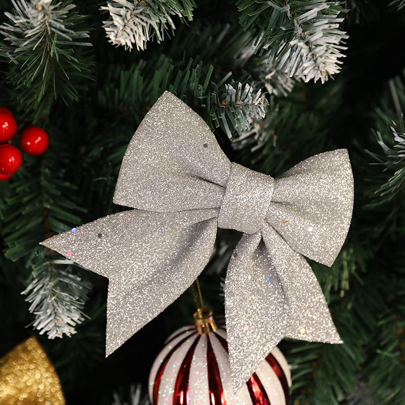 Christmas Decoration Bow Glitter Large Bow Ornament Xmas Tree Festive Holiday Hanging Decor Sparkling Gift Accessory Ornaments