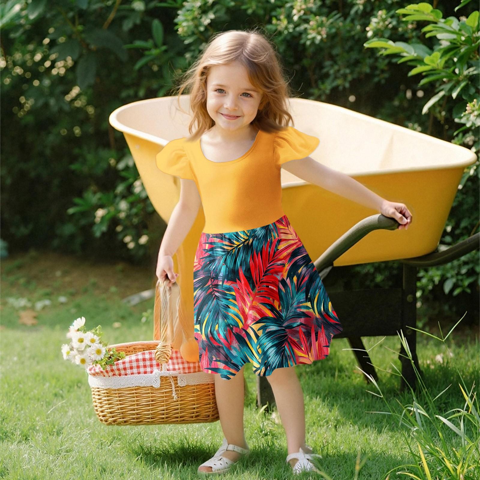 

Девочки Платье с рукавами для малышей Платья Повседневные платья для вечеринок и школ Одежда для девочек 110 шафрановый