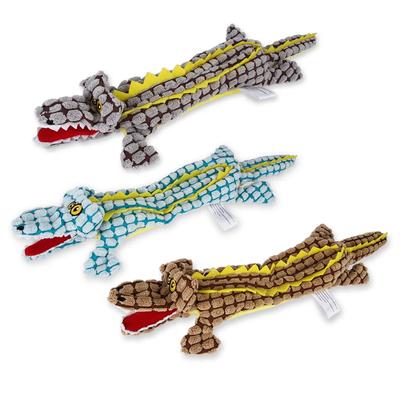 Plush Pet No Stuffing Dog Squeak Toys Crinkle Crocodile Dog Chew Toys for Small  Large Dogs  Toys