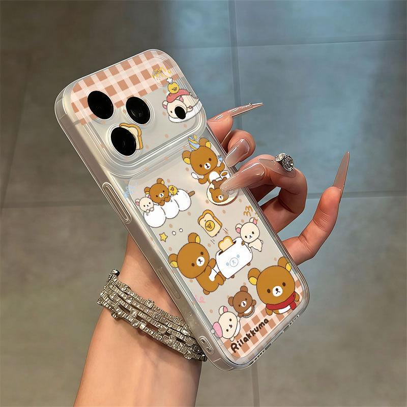 

Transparent Cartoon Phone Case with Frosted Edges and Integrated Button for Apple 17/16, 17 Pro Max, 16 Pro, 13 - Couple Design Apple 16 Pro with Integrated Camera Button