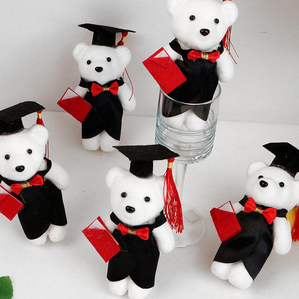 10pcs Soft Graduation Foam Bear Dolls with Gowns Hat for Celebrating Ceremony and Memory Graduation Flower Bouquet