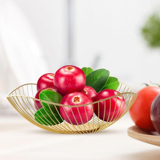 Fruit Basket Nordic Style Exquisite Workmanship Smooth Brim Wavy Wire Bread Vegetable Storage Bowls Kitchen