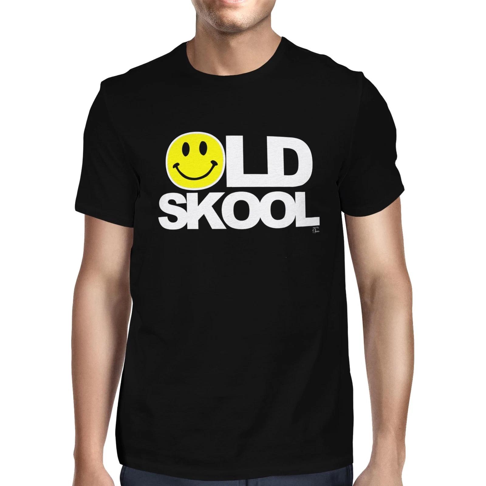 1Tee Mens Old Skool 90s Rave Smiling T-Shirt S
