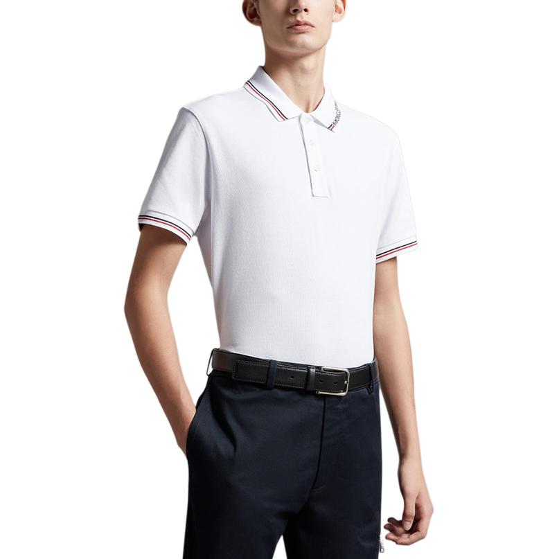 Moncler FW22 Logo Short Sleeve Polo Shirt Men Tops White H20918A0001284556001