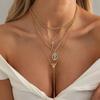 SHIXIN 3 Pcs/Set Vintage New Gold Color Cross Necklace Women Boho Trendy Multi-Layer Rhinestone Pendant Necklaces Jewelry Gifts