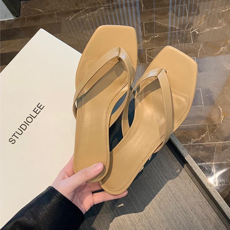 Sheepskin version~ Leather kitten and flip-flops women's fashion pinch high-heeled slippers thin-heeled sandals