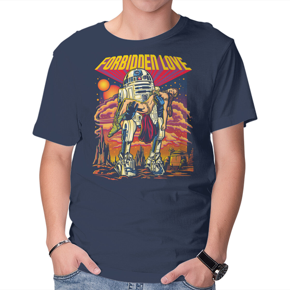 Unisex Crew Neck T-Shirt The Forbidden Love Graphic Short Sleeve Casual Tee M