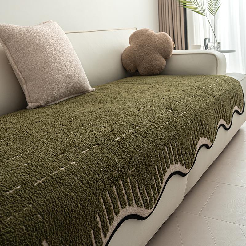 New Plush Sofa Cushion Autumn And Winter Advanced Sense One-Piece Straight Row Non-Slip Seat Cushion Sofa Cover Towel
