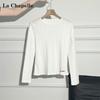 La Chapelle Women's Long-Sleeve Slim-Fit Crewneck Knit Base Layer