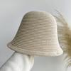 Retro warm knitted wool hat foldable small face big head circumference basin hat bucket hat autumn and winter ear protection hat