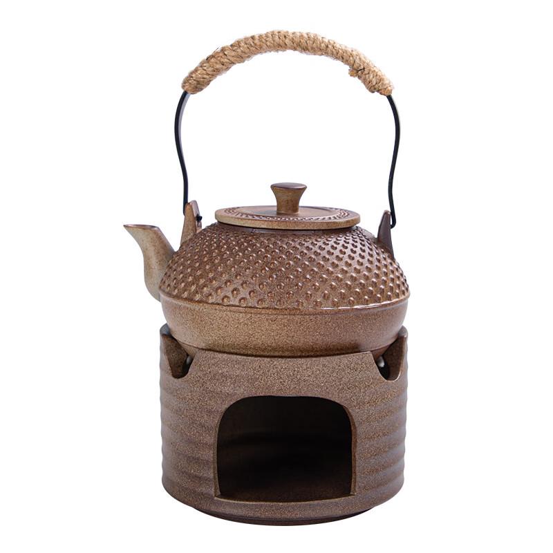 Керамический чайник, имитирующий обожженный на дровах, с подогревателем