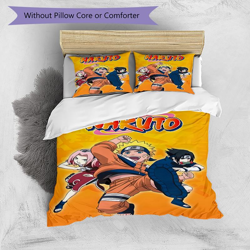 3pcs NARUTO Design Cover Set - HD Printed Bedding with 1 Cover and 2 Pillowcases - Perfect for Home and Dorm Decor