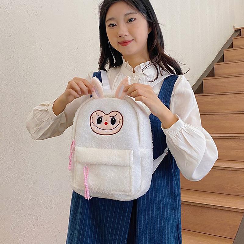 Cartoon Labubu Lovely Plush Backpack Girl Heart Large Capacity Outward Commuting Shoulders Bag Kids Birthday Gift