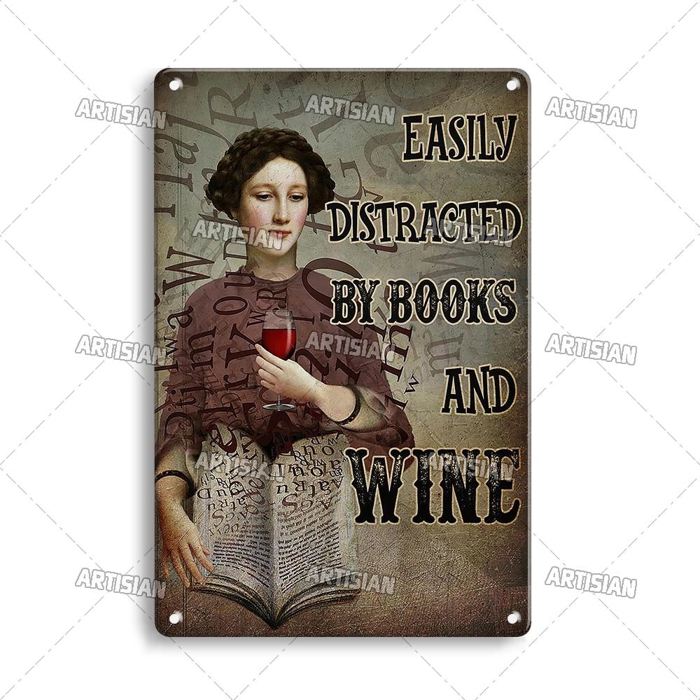 Artisian Girl Loves Books Metal Sign Reading Tin Poster Read Book Decorative Plate Wall Decor Garage Bar Pub Club Hotel Kitchen