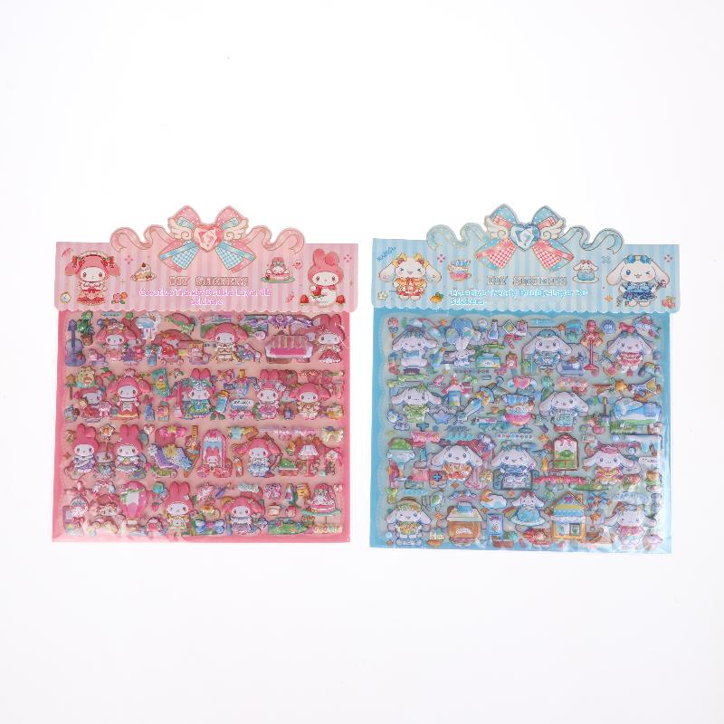 5/10Pcs Cute Cartoon 3D Embossed Stickers Kawaii Kuromi Cinnamoroll Melody Sticker Diy Phone Laptop Scrapbook Decal Decoration 5Pcs random