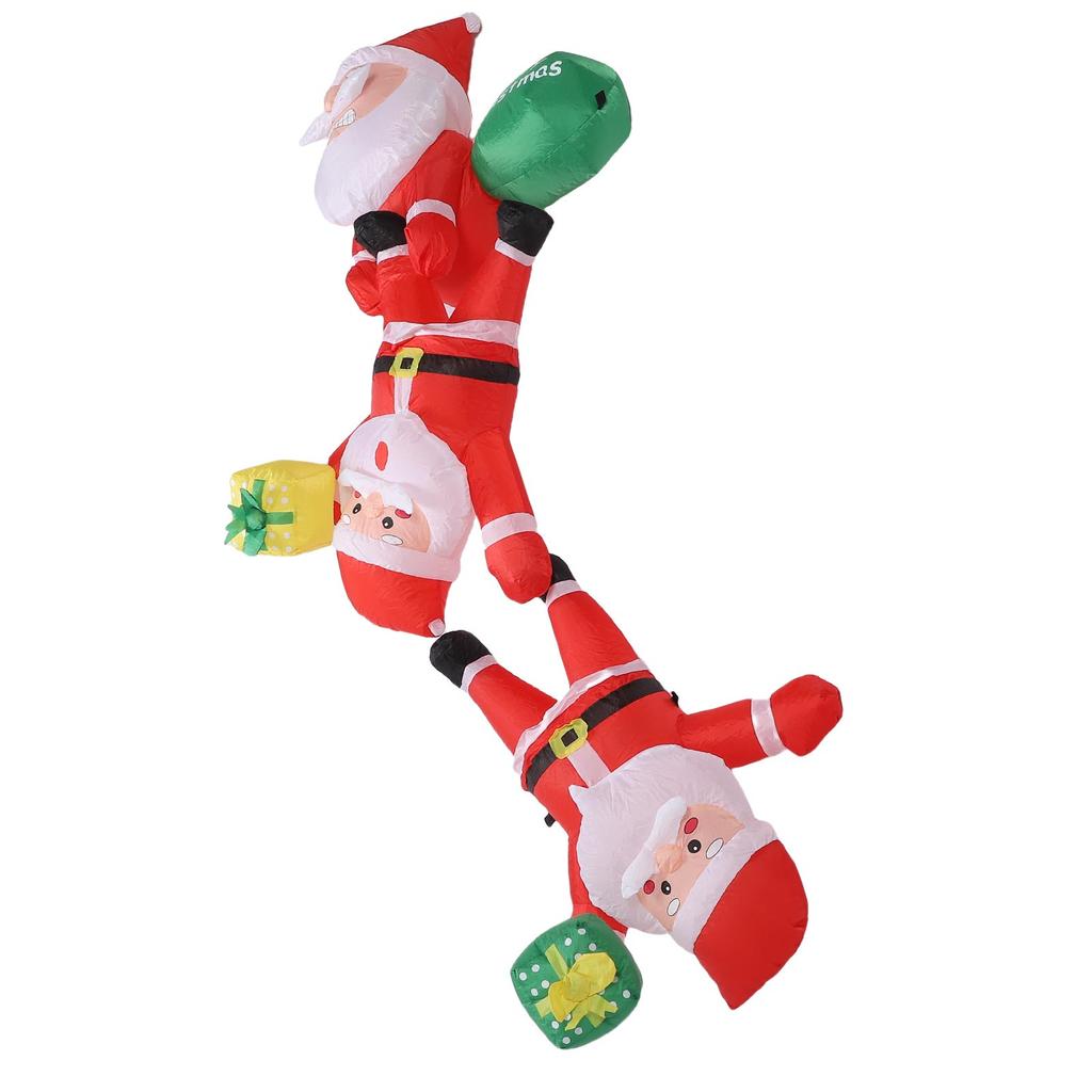 8.2FT Inflatable Climbing 3 Father Xmas 210T Polyester Water Proof Hanging Blow Up Father Xmas with LED Light for Outdoor Wall Decoration