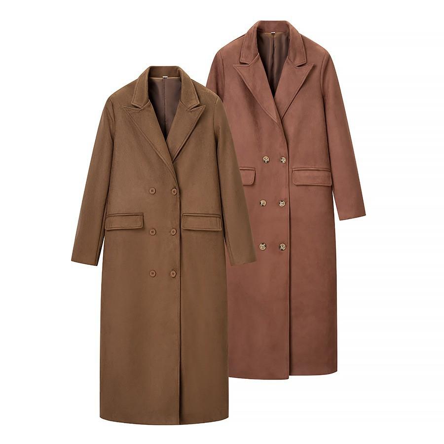 European and American style, new women's clothing, fashionable, versatile, casual loose suede trench coat
