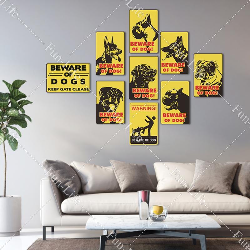 Beware of Dog Vintage Metal Tin Signs Poster  Warning Dog Retro Plaque Wall Decoration