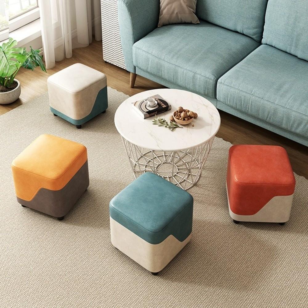 Useful Technical Cloth Small Stool Colorful Wooden Nordic Stool Breathable Multifunctional Shoe Changing Stool Living Room