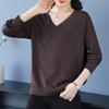 Maglione da donna con scollo a V Primavera Autunno Manica Lunga Ampio Morbido Delicato sulla Pelle Top a Maglia Pullover a Maglia con Strass