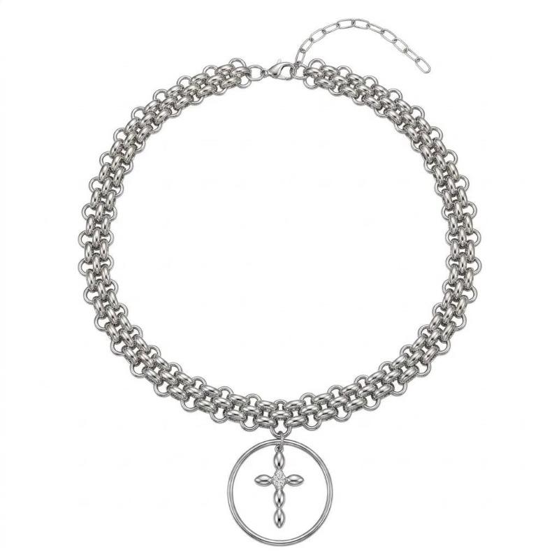 Meier Wide chain collarbone chain, cross necklace, male and female personality exaggerated heavy industry Yabi accessories