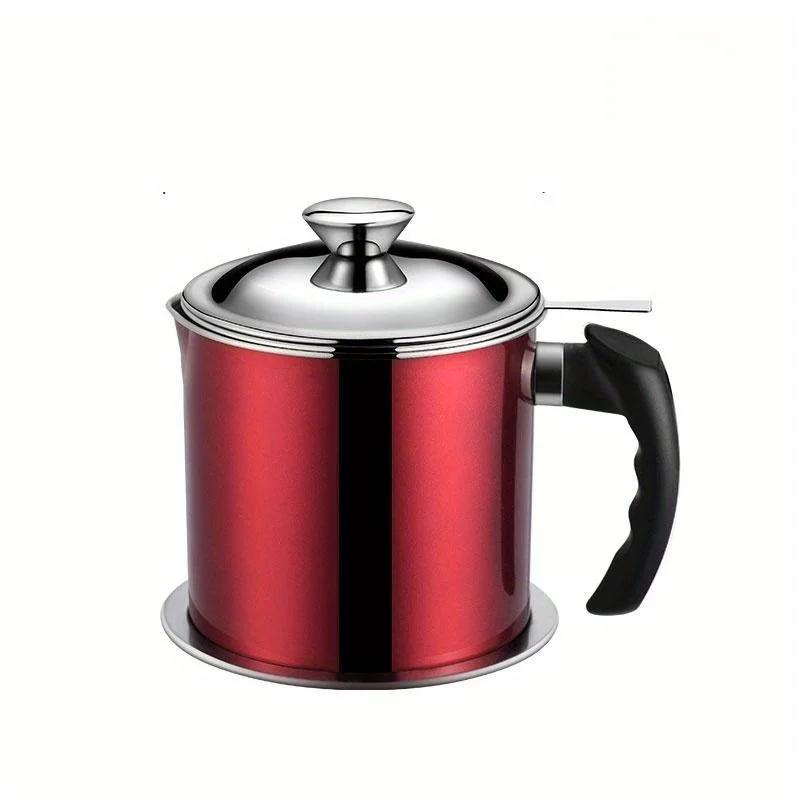 1pc Newly 3 in 1 Kitchen Stainless Steel Oil Filter Strainer Colander Reuse Fry Oil Can Pot Home
