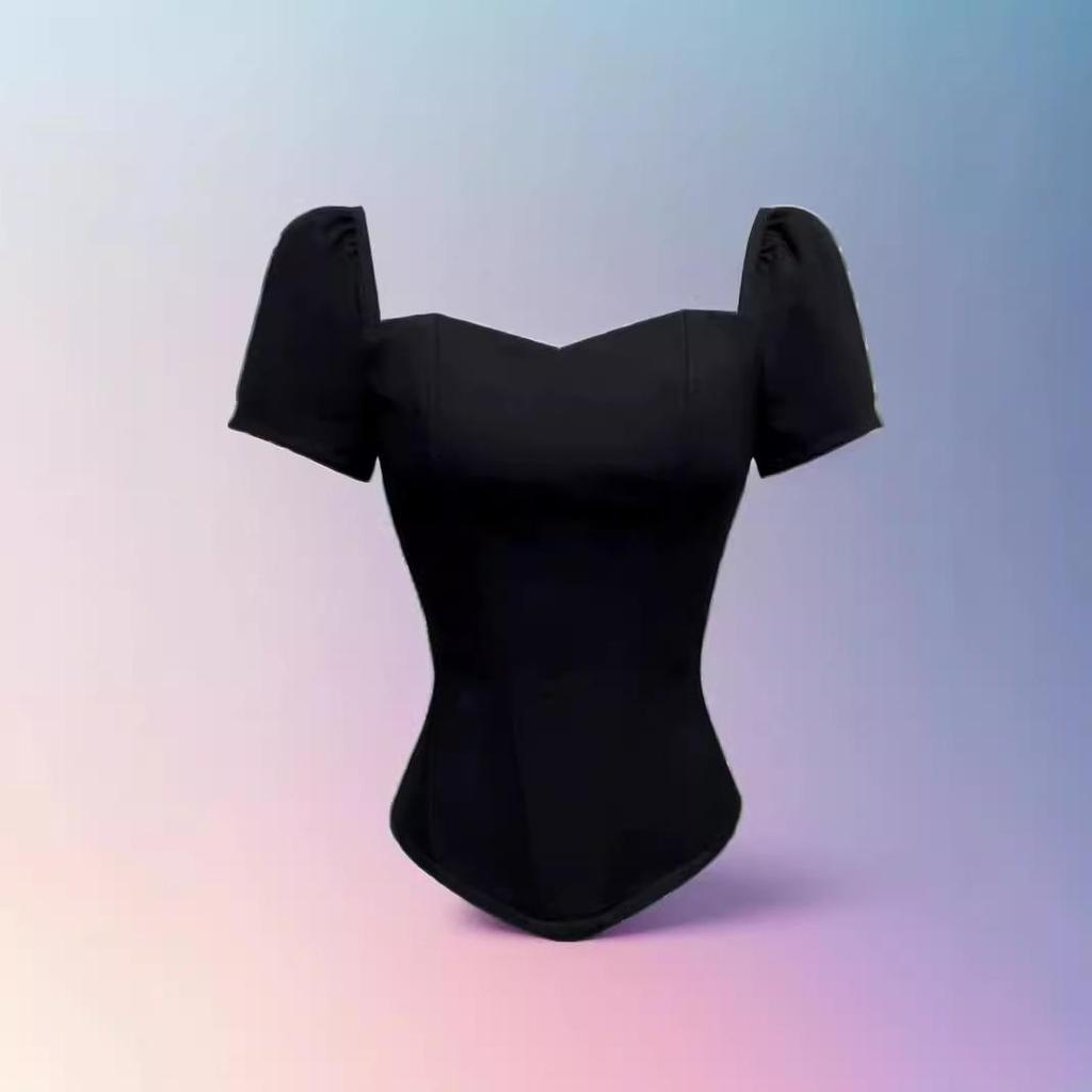 2025 High-End Fischgräten-Korsett Schlankmachendes Camisole: Damen Bandeau mit kurzen Ärmeln und Brustpolster