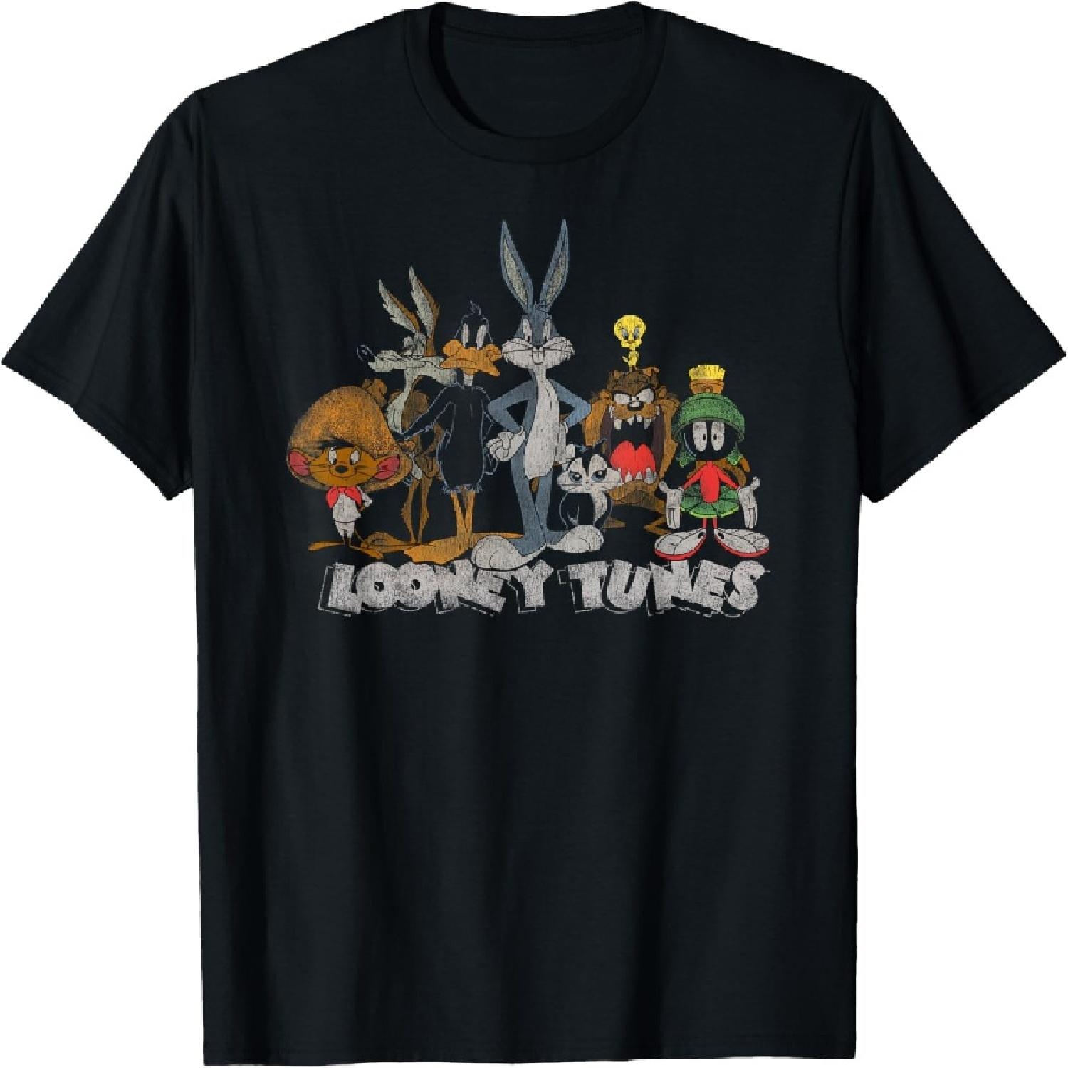 Футболка с групповым фото Looney Tunes, состаренная, lineup S