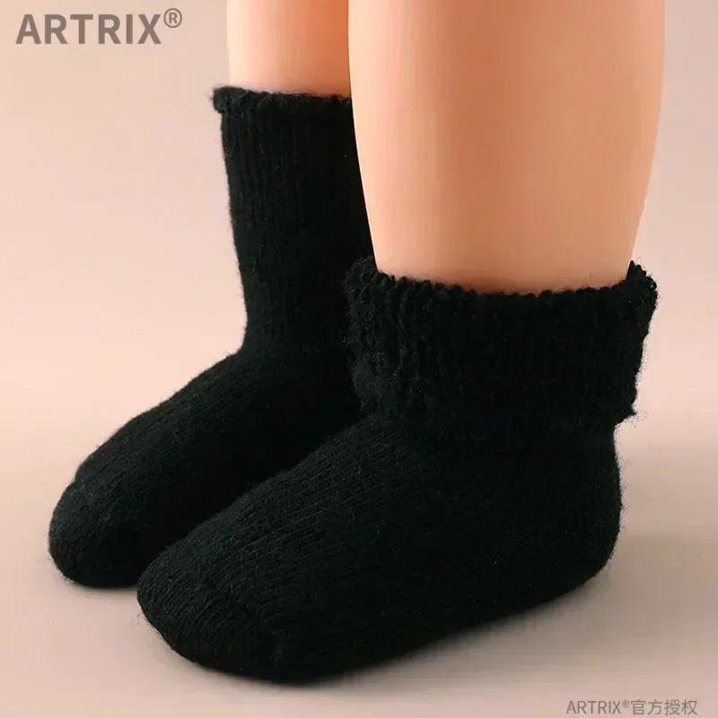 Baby Wool Cashmere Sock for Baby Boy Girl Solid Color Warm Thicken Fleece Calf Furry Kid Sock for 0-6 Year Children Baby Stuff