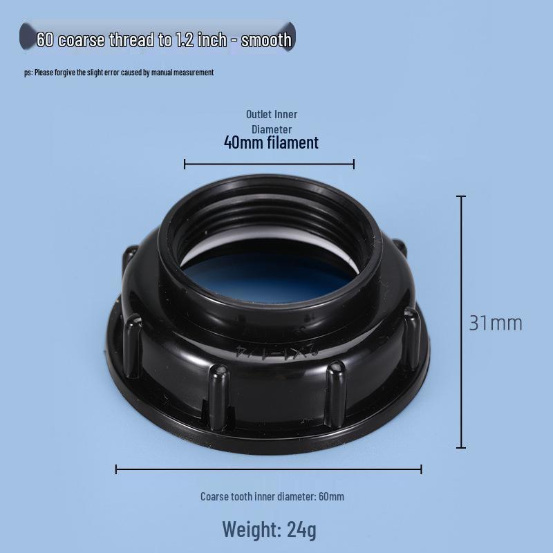 IBC Ton Barrel Valve Adapter Cover: 4-Point, 6-Point, 1-Inch Double Inner Tooth Center Ring Adapter