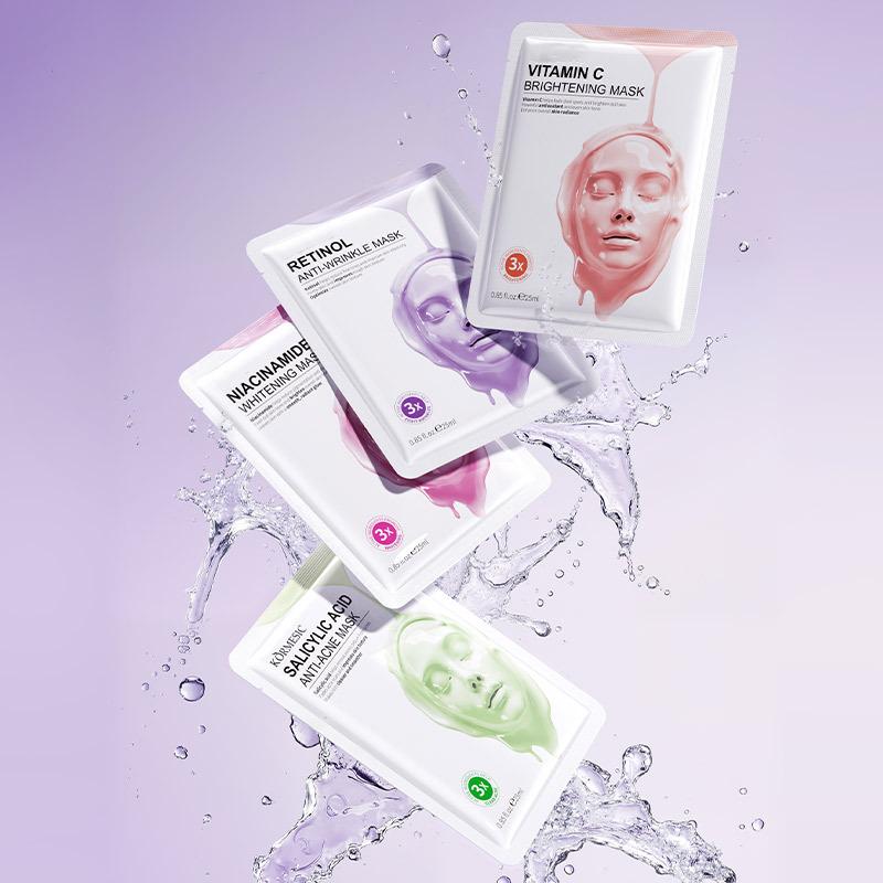Multi-Effect Sheet Masks 4pcs | Brightening, Anti-Wrinkle, Anti-Acne, Whitening, Rich Milk Essence