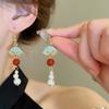 New Chinese Style Oil Drop Butterfly Flower Gourd Pearl Fringed Earrings Retro Ear Hook Light Luxury National Style Earrings Women