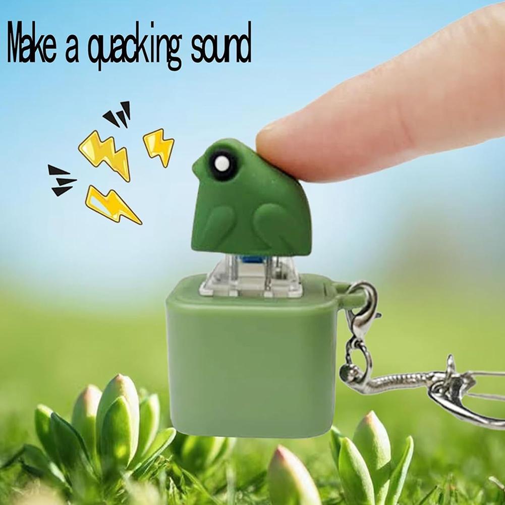 Frogs Croaking Fidgets Toy Rechargeable Frogs Croaking Keychain with Colorful Lights Adults Portable Fun Anxiety Relief Toy