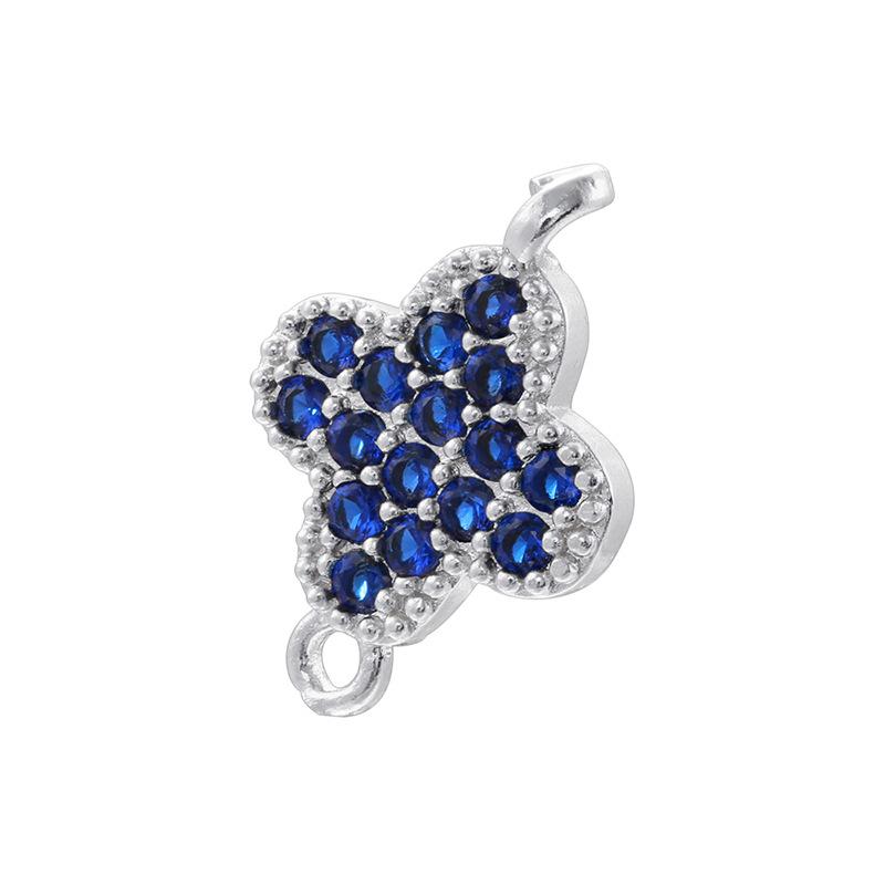 Light Luxury Copper Inlaid With Colored Diamonds Four-Leaf Clover Double Hanging Hole Hand Diy Bracelet Necklace Flower Connection Accessories Vs573