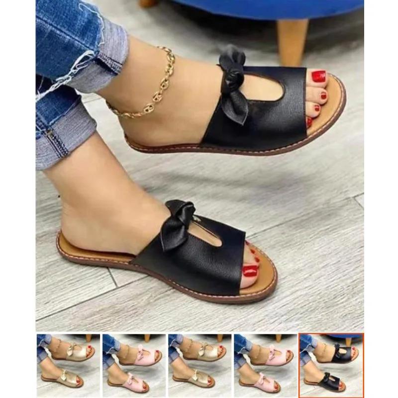 Sandals Summer Women Slippers Shoes Cute Butterfly-Knot Flats Casual Sandals Ladies Beach Sandals Womens Shoes