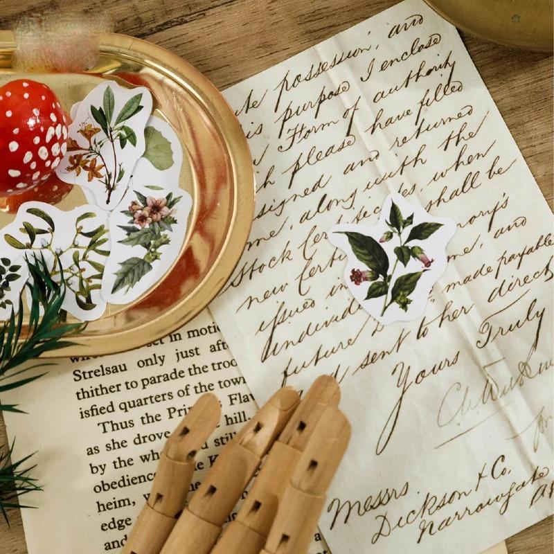 46 Pieces/box Plant Research Institute Boxed Stickers Scrapbook Album Diary Decorative Stickers Sealing Stickers Student Supplies