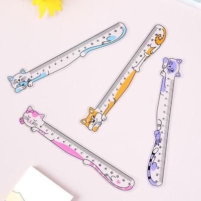 Cat Ruler Kawaii Accessories School Supplies Drawing Tool Papeleria Transparent 15cm Regla Cute Japan Stationery Straightedge