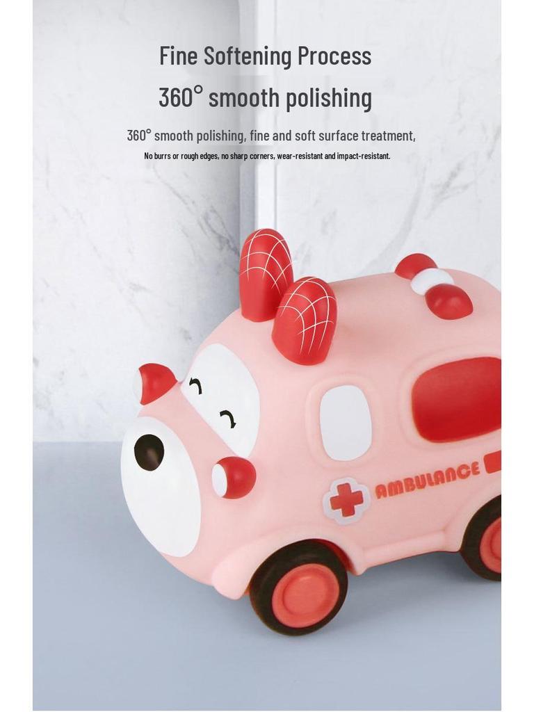 Children's Inertia Toy: Soft Rubber Dinosaur Car - Chewable, Fall-Resistant, Vinyl Animal Design