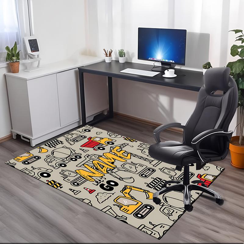 Custom Name Excavator Printed Carpet, for Office Chair Living Room Bedroom Kitchen Room Decor Gifts.