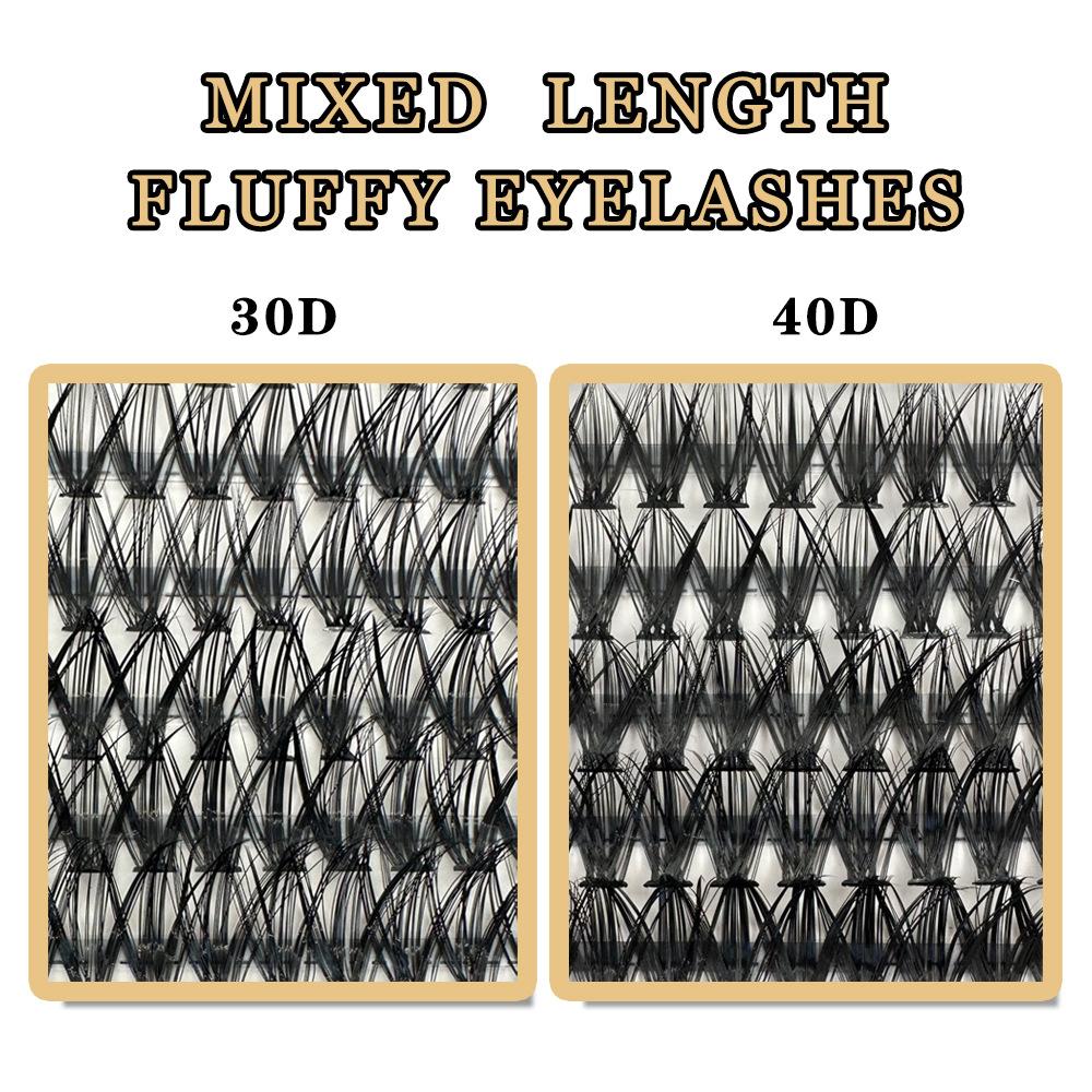 Single cluster 30D/40 hot melt hair 14 rows D curve self-grafting segmented false eyelashes
