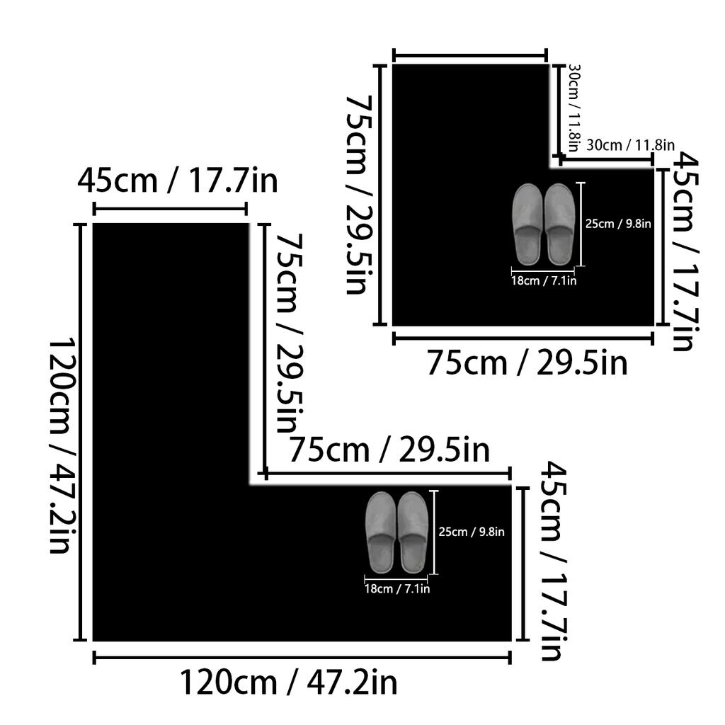 Minimalistyczna mata antypoślizgowa z ziemi okrzemkowej w kształcie litery L, mata chłonna pod drzwi kabiny prysznicowej, mata łazienkowa, wycieraczka