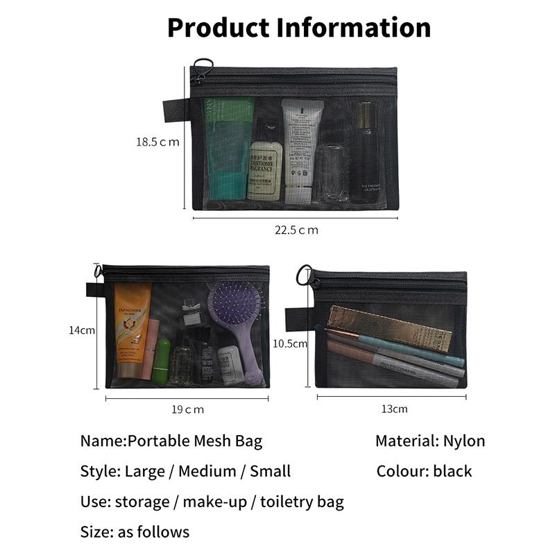 Nylon Mesh File Bag A4 A5 A6 Transparent Zipper Test Paper Information Student Pen Bag Transparent Mesh Cosmetic Storage Bag