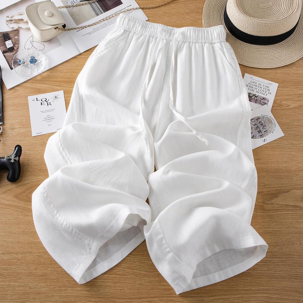 Tencel Linen Women's 2026 Summer Loose Wide-Leg Nine-Point Pants